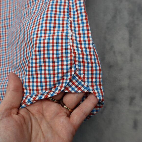 J Crew Shirt Mens Large 16 .5 Blue Red Plaid Dress Workwear Office Button Up - Picture 12 of 16